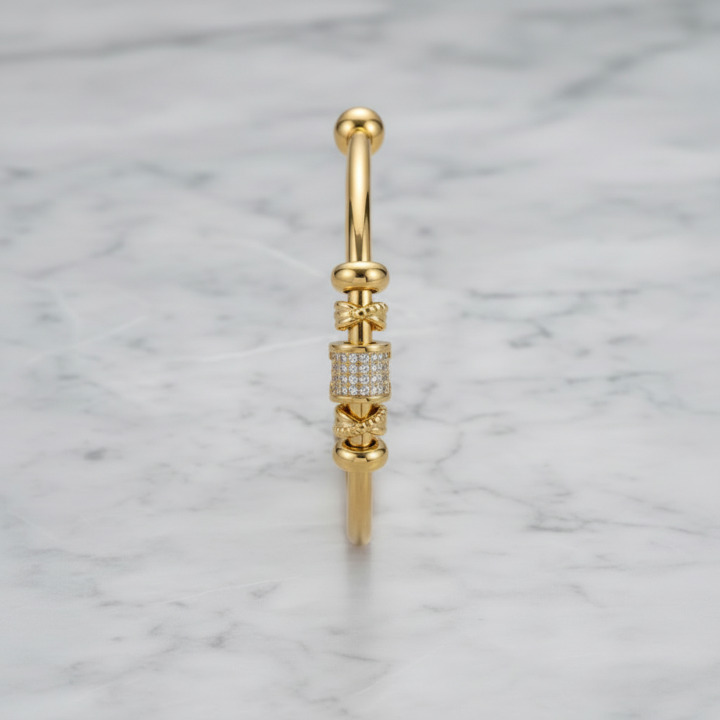 Adjustable Bracelet with Golden Charms