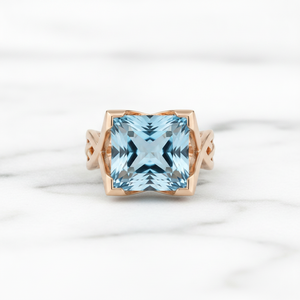 Vintage Rose Gold Blue Zirconia Ring