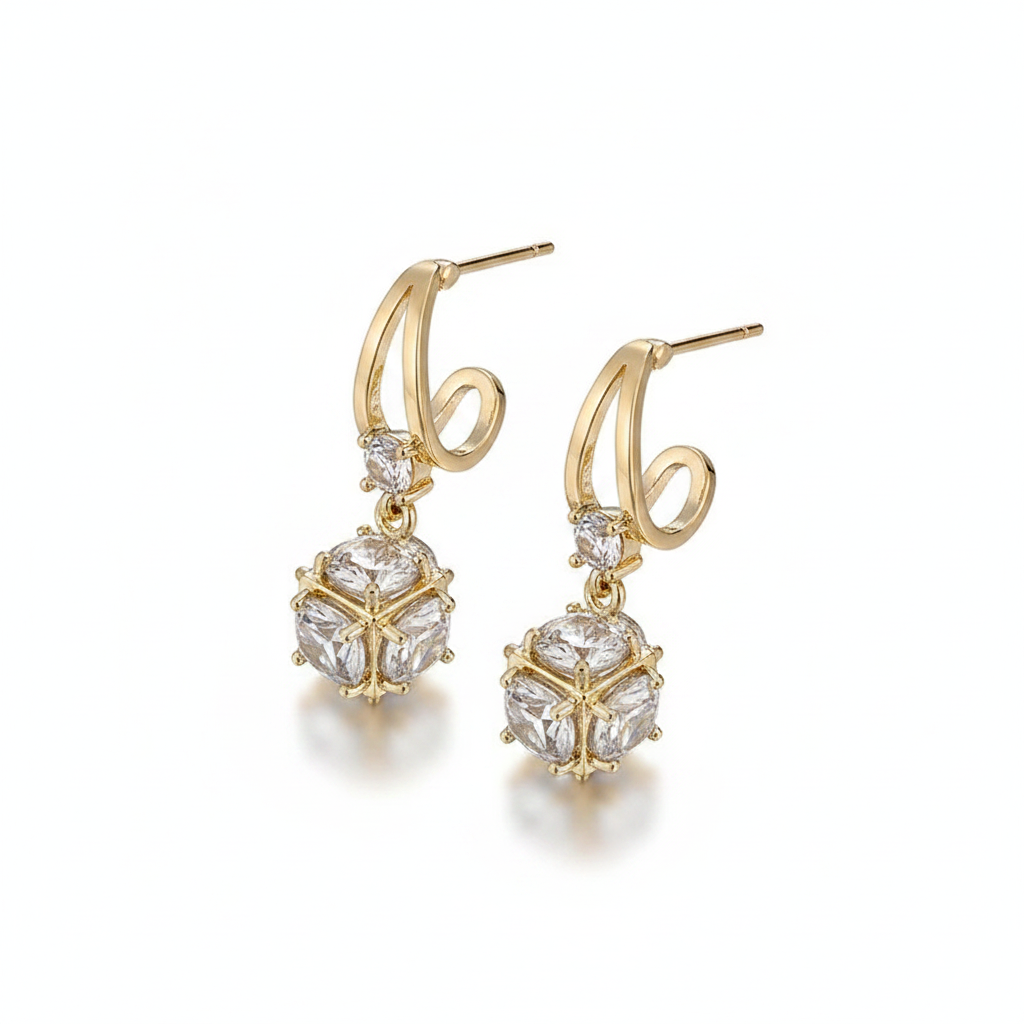 Elegant Cubic Zirconium Earrings in Gold
