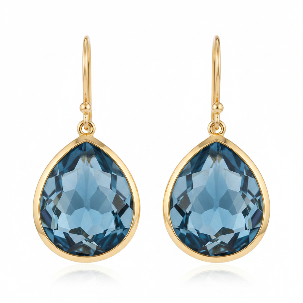 Vintage Blue Crystal Drop Earrings