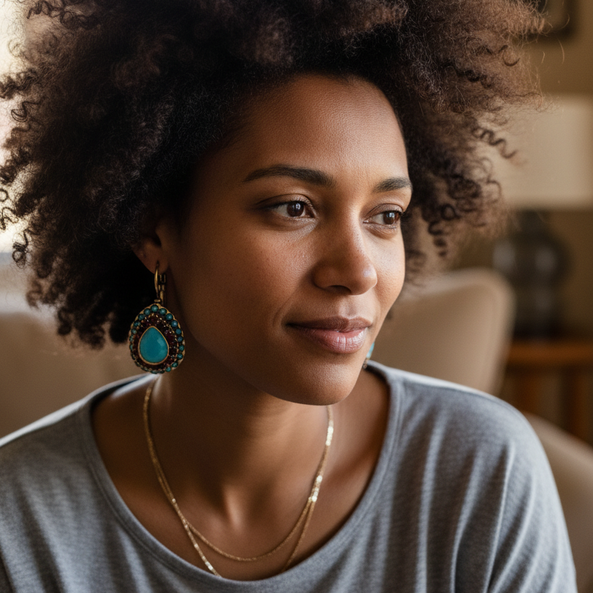 Blue Opal Mandala Drop Earrings — Antique Gold