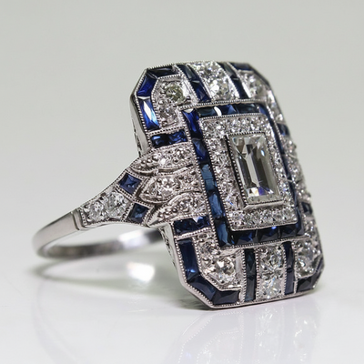 Vintage Silver & Blue Zirconia Ring
