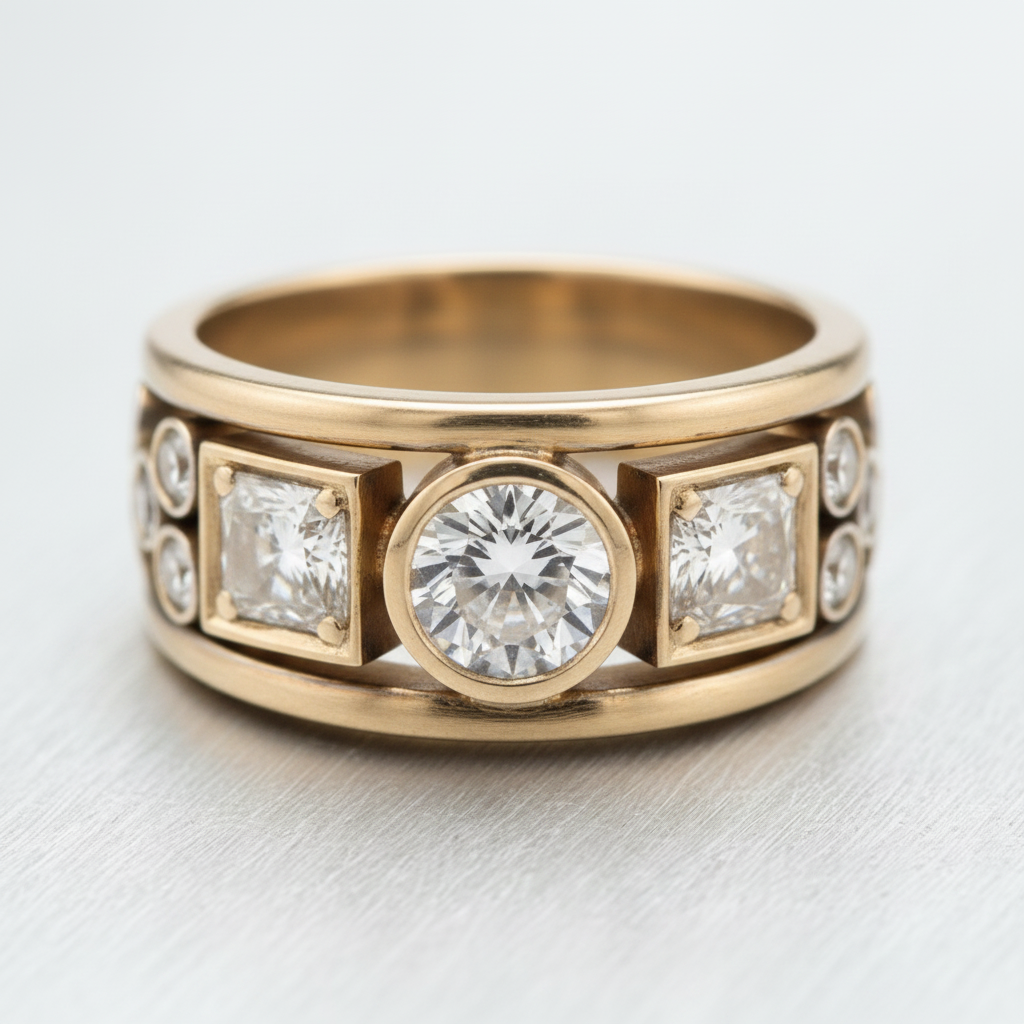 Cubic Zirconia Ring in Gold, Vintage