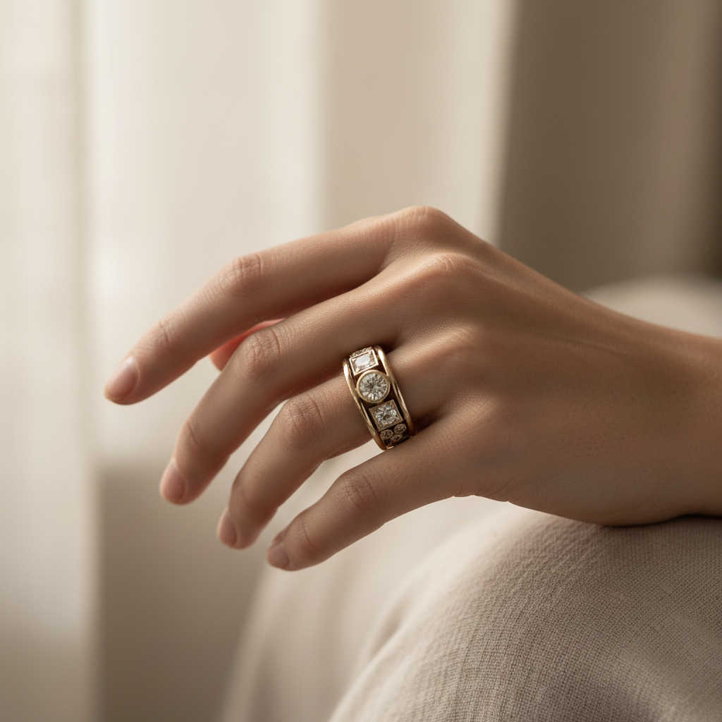 Cubic Zirconia Ring in Gold, Vintage
