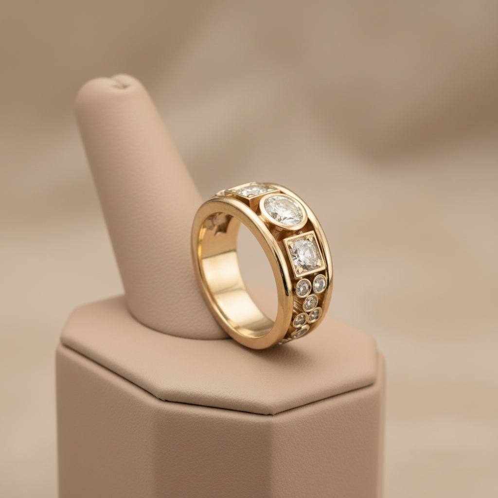Cubic Zirconia Ring in Gold, Vintage