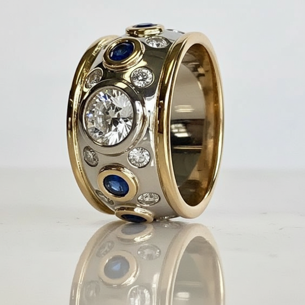 Vintage Golden Inlaid Zirconia Ring