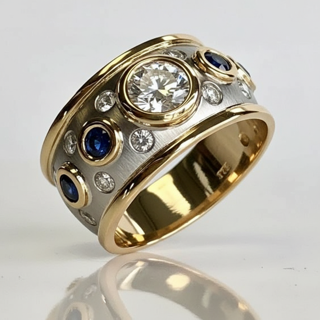 Vintage Golden Inlaid Zirconia Ring
