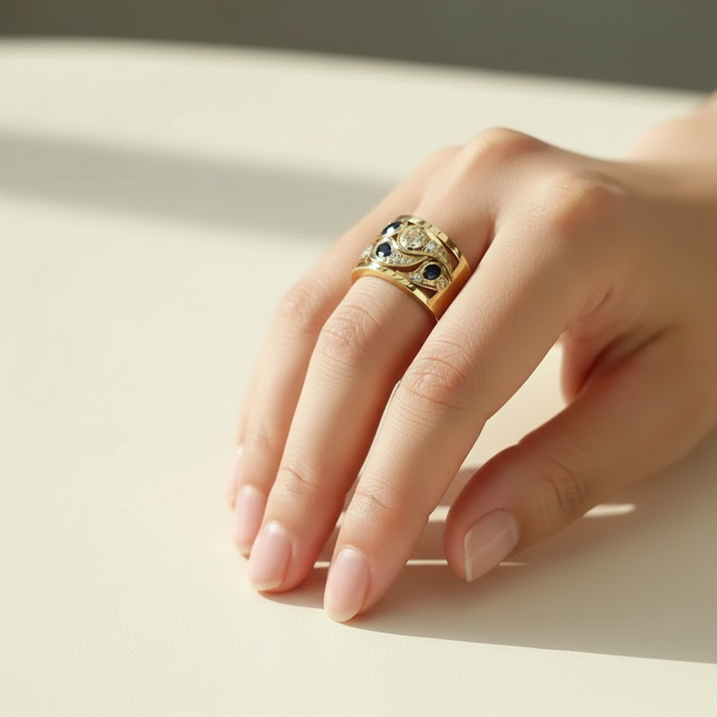 Vintage Golden & Zirconia Ring