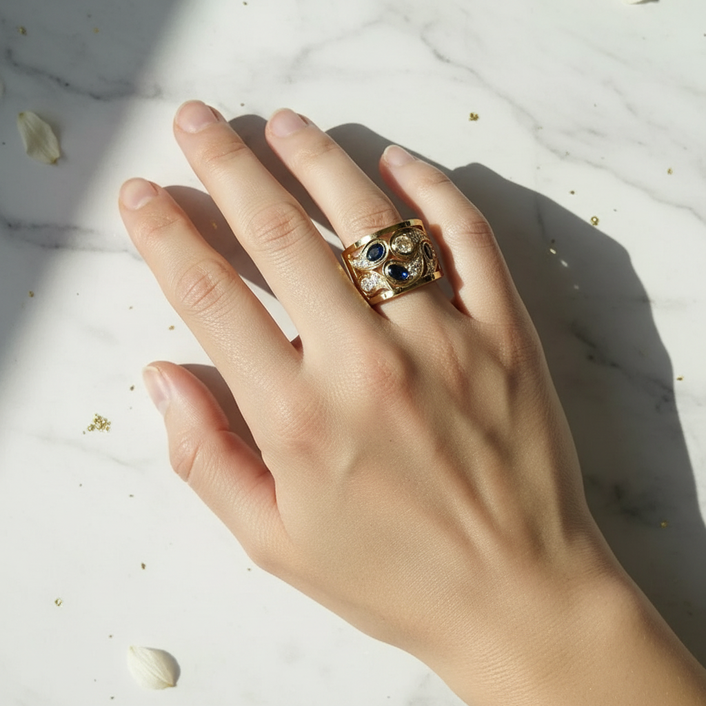 Vintage Golden & Zirconia Ring