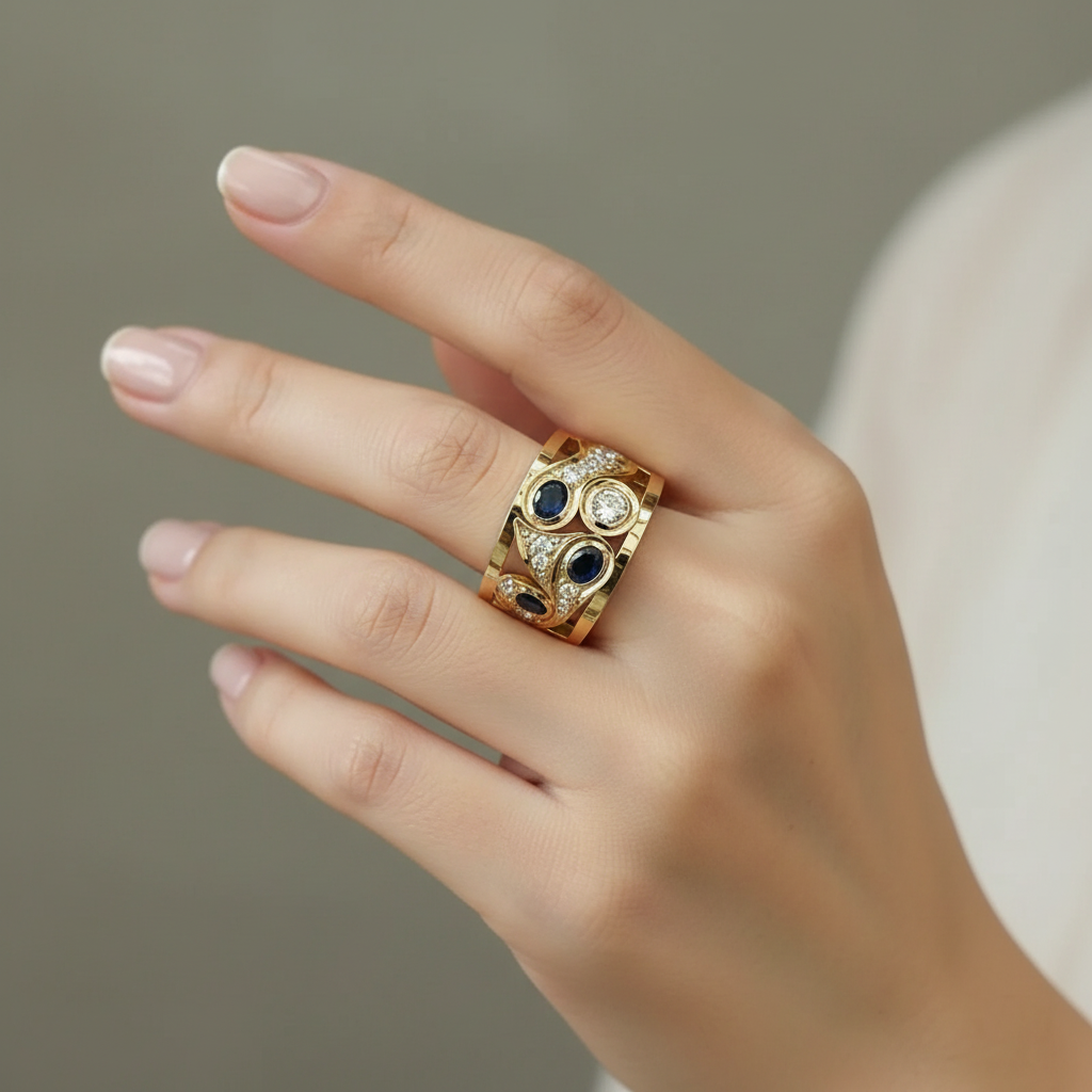Vintage Golden & Zirconia Ring