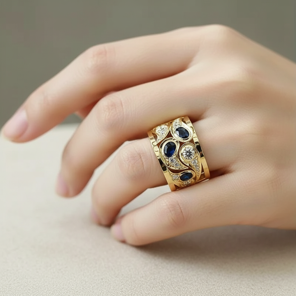 Vintage Golden & Zirconia Ring