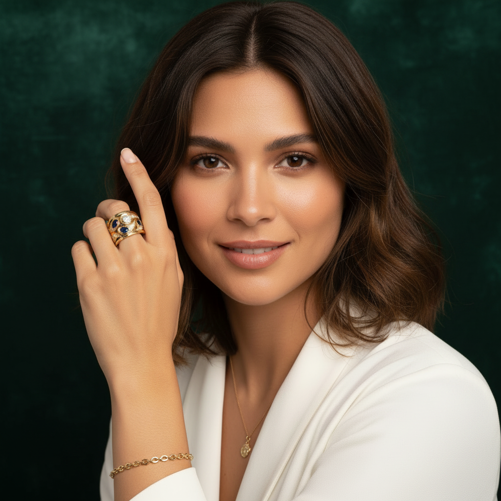 Vintage Golden & Zirconia Ring