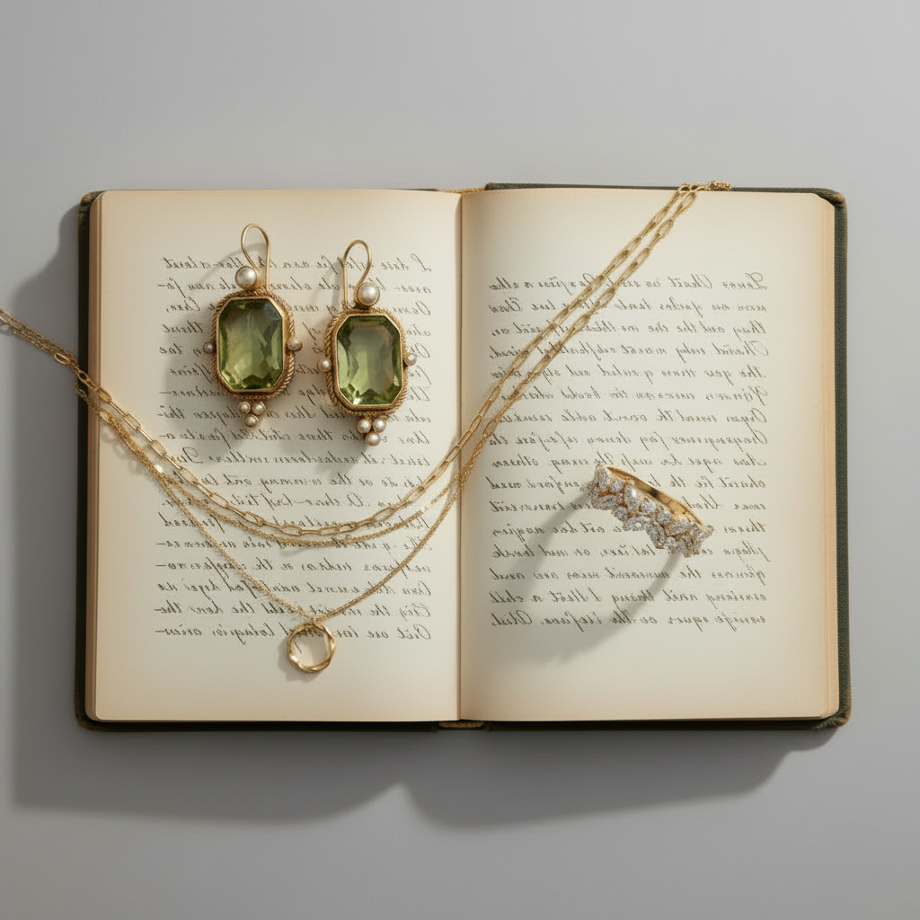 Vintage Green & Pearl Earrings