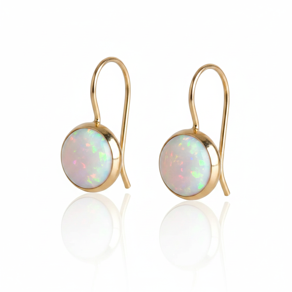 Vintage Opal Stone Gold Earrings