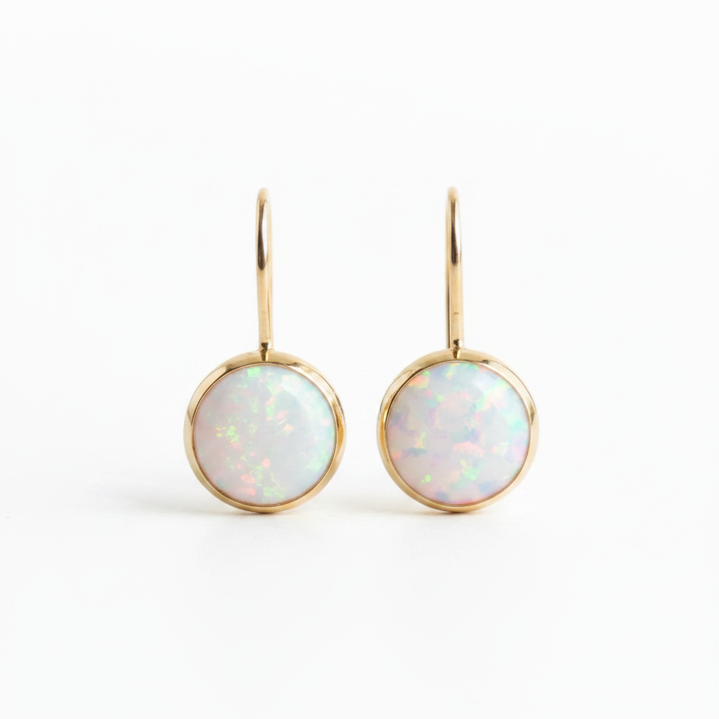 Vintage Opal Stone Gold Earrings
