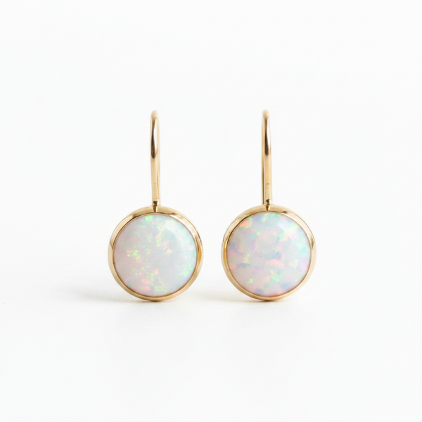Vintage Opal Stone Gold Earrings