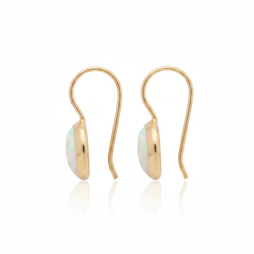 Vintage Opal Stone Gold Earrings
