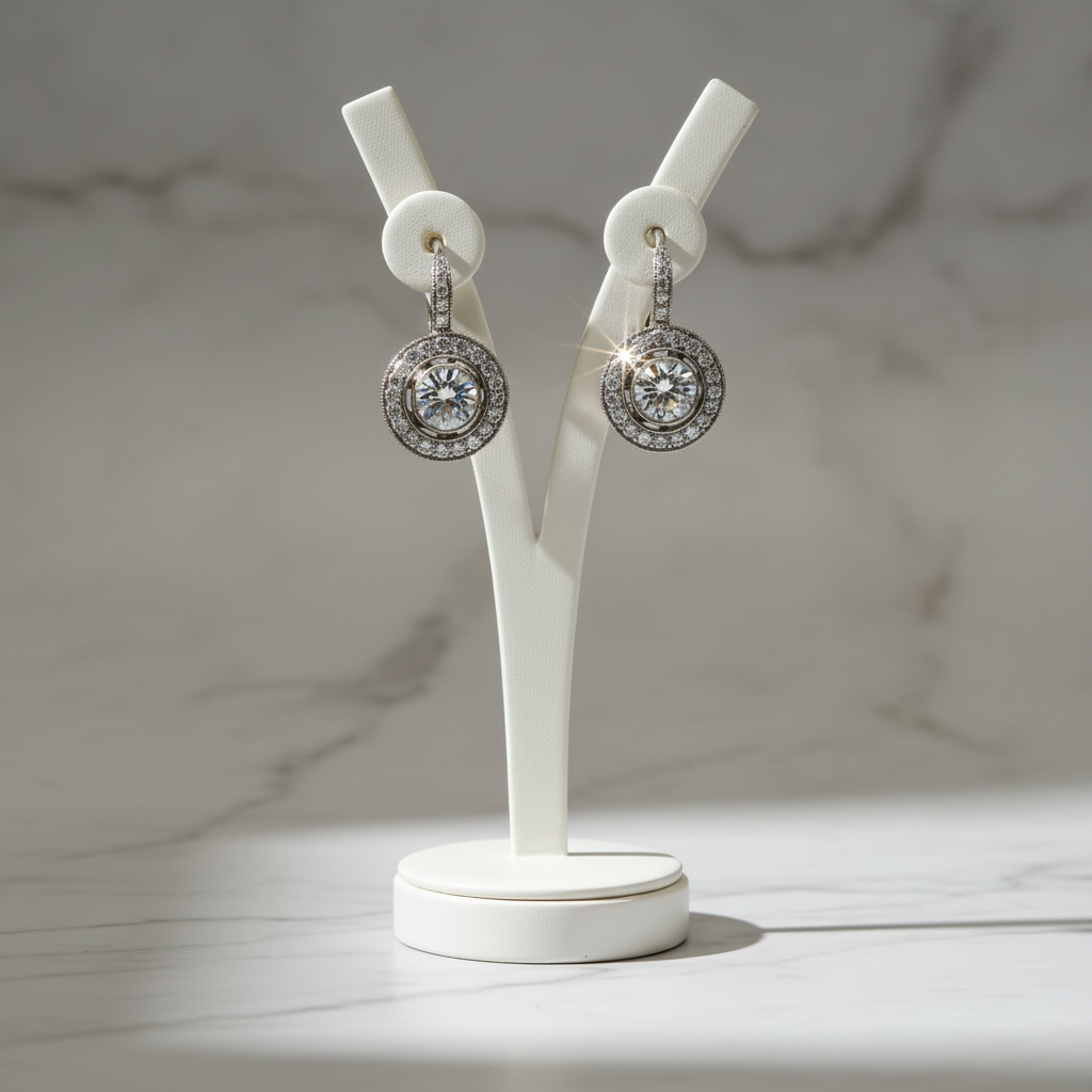 Vintage Silver Earrings with Zirconia