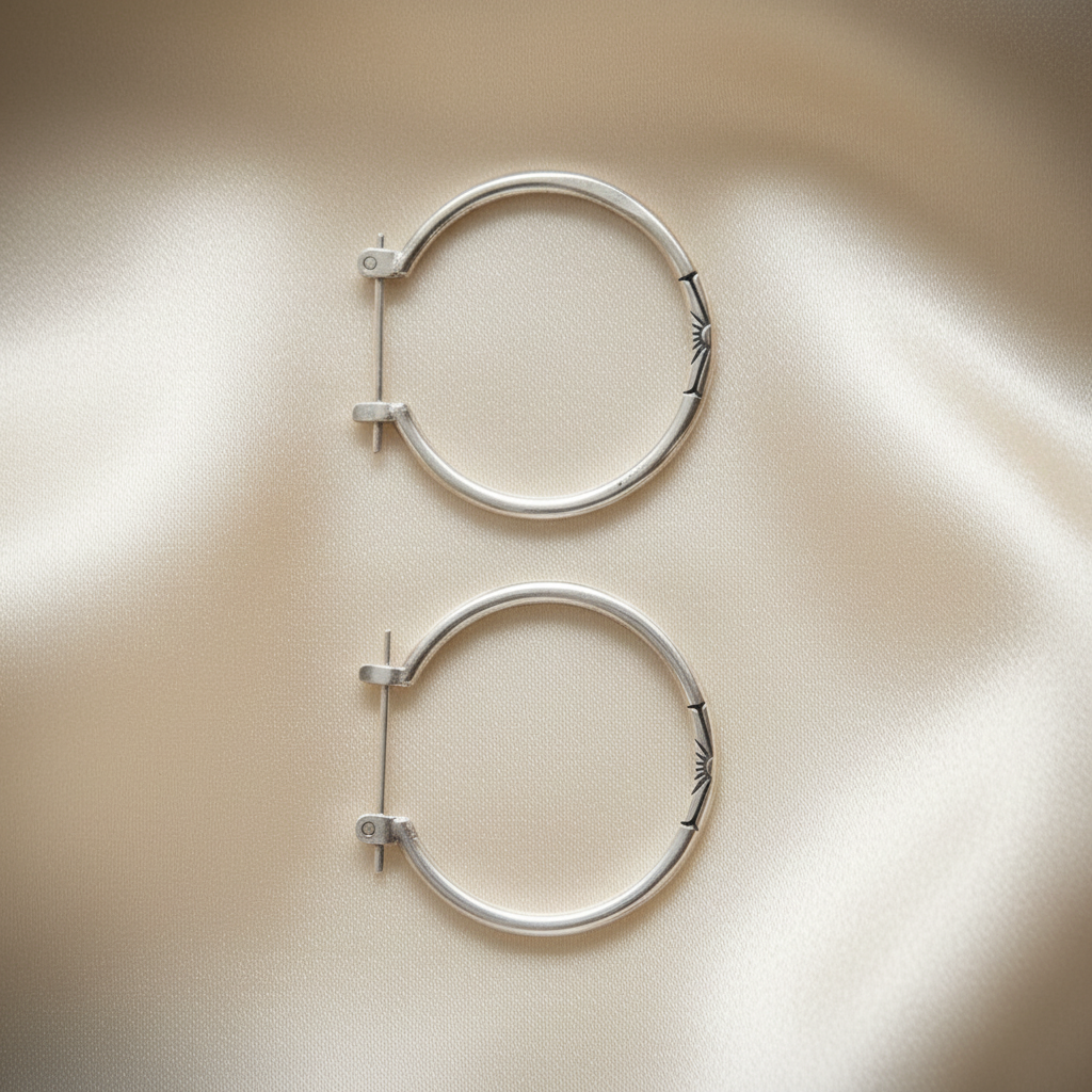 Vintage Silver engraved Hoop Earrings