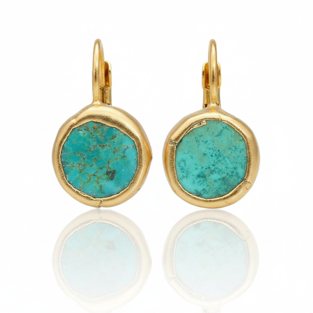 Vintage Turquoise Earrings in Gold