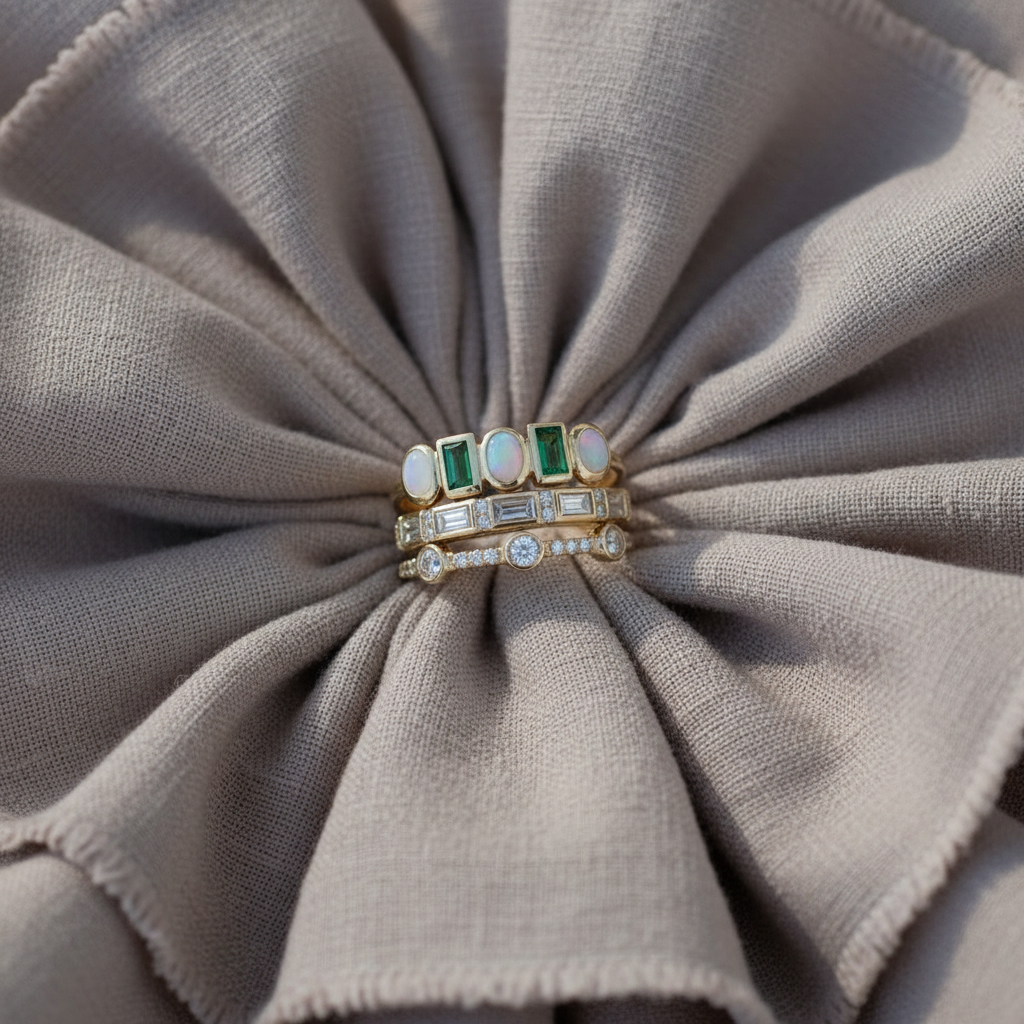 Vintage White and Green Opal Rings