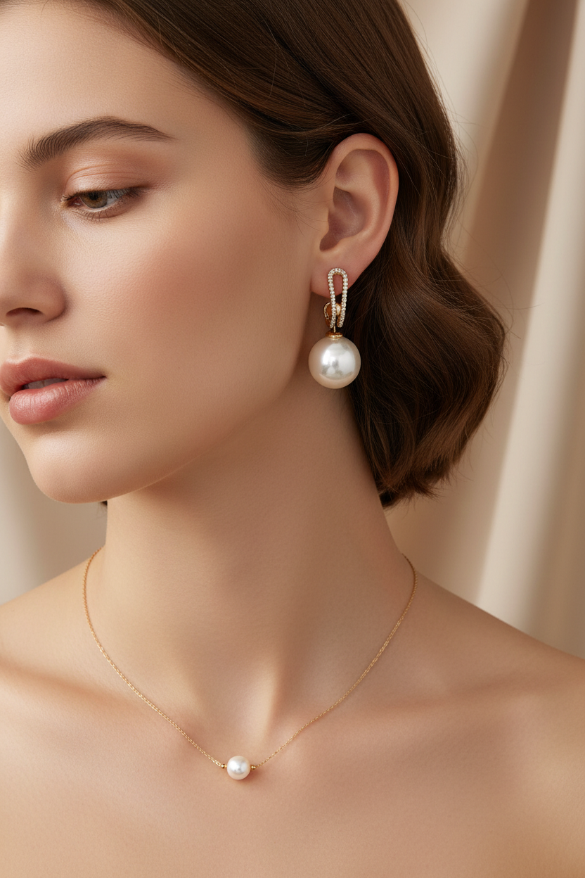 Elegant Pearl Earrings with Zirconias