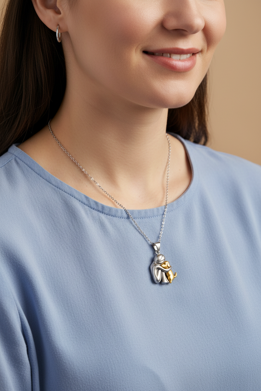 Silver & Gold Hug Dog Necklace