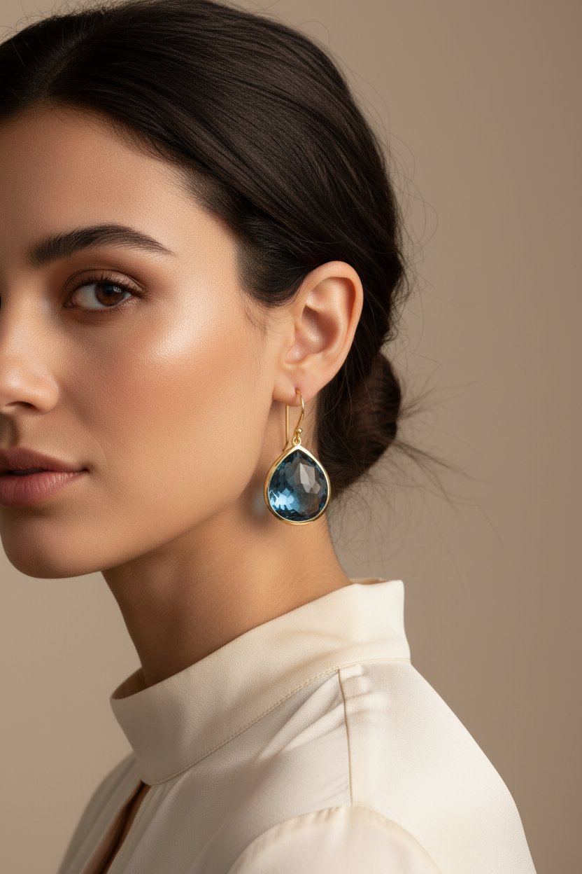 Vintage Blue Crystal Drop Earrings