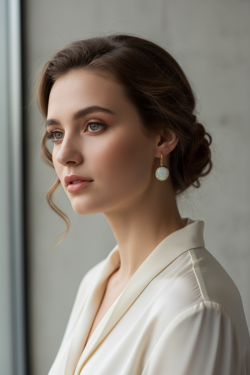 Vintage Opal Stone Gold Earrings