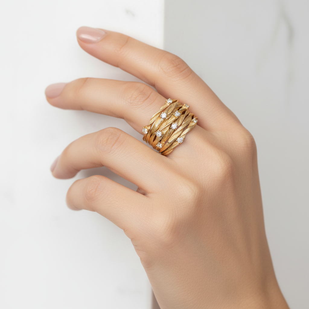 Vintage Golden Plate Ring