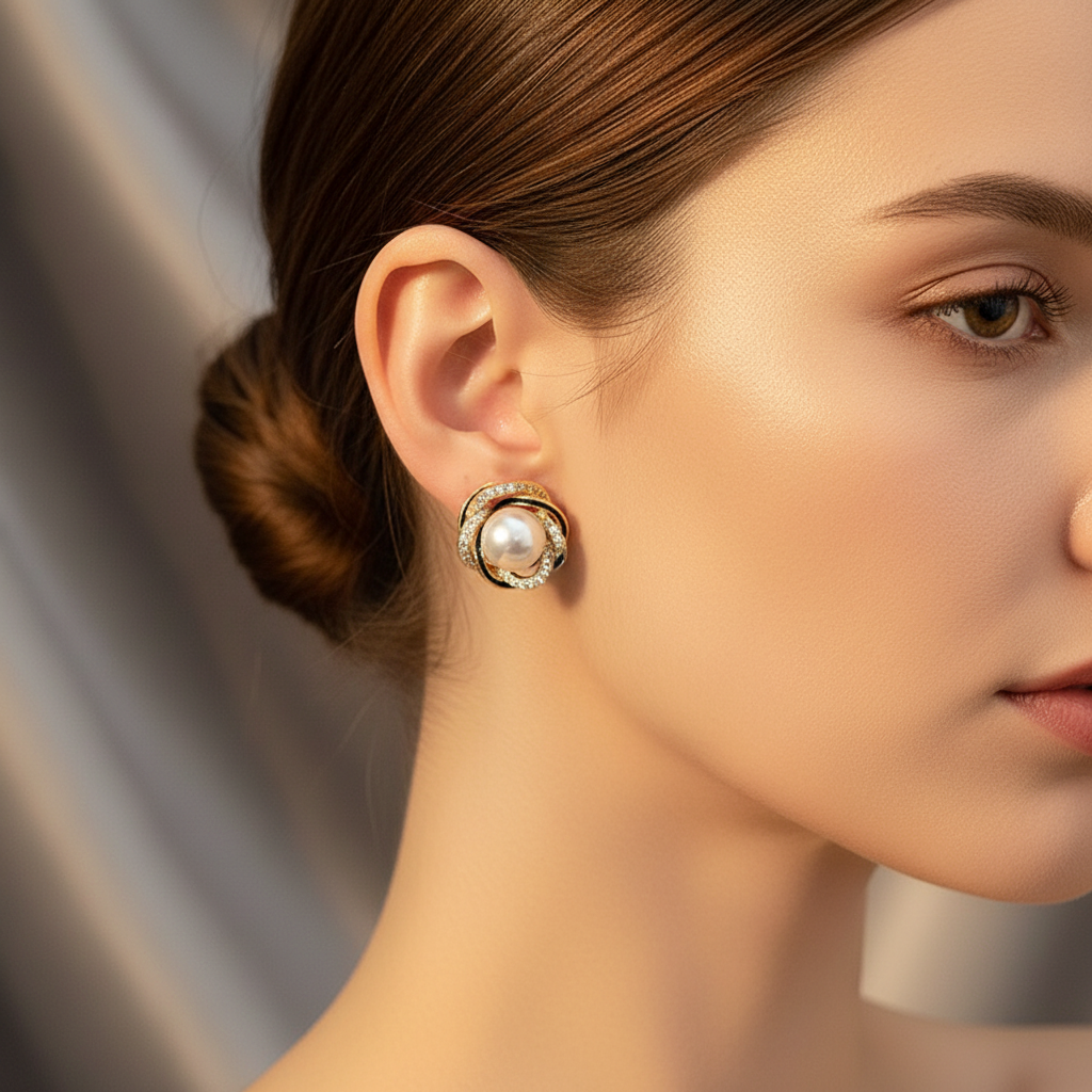 Elegant Sphere Earrings Bright Gold-Plated